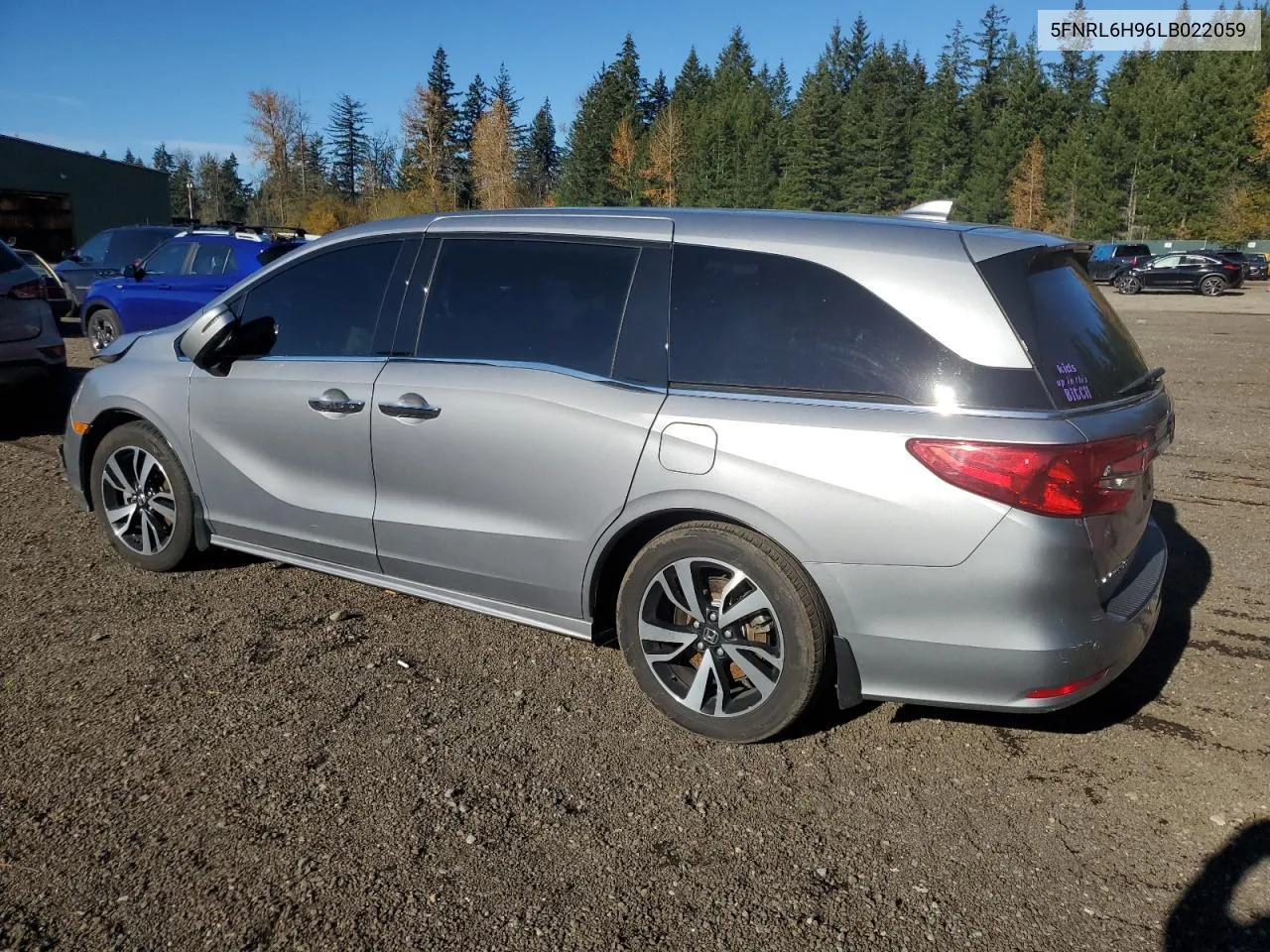 2020 Honda Odyssey Elite VIN: 5FNRL6H96LB022059 Lot: 79285724