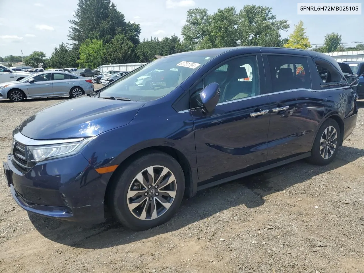 2021 Honda Odyssey Exl VIN: 5FNRL6H72MB025105 Lot: 61751764