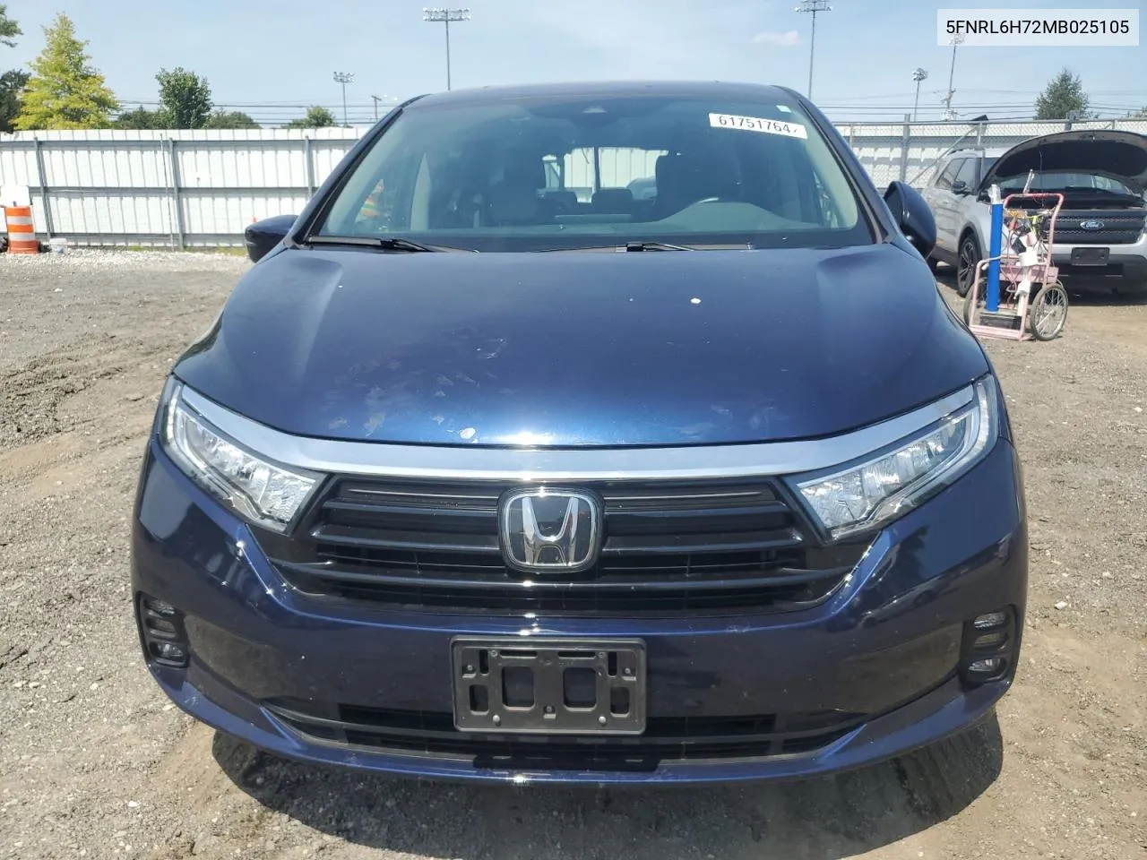 2021 Honda Odyssey Exl VIN: 5FNRL6H72MB025105 Lot: 61751764