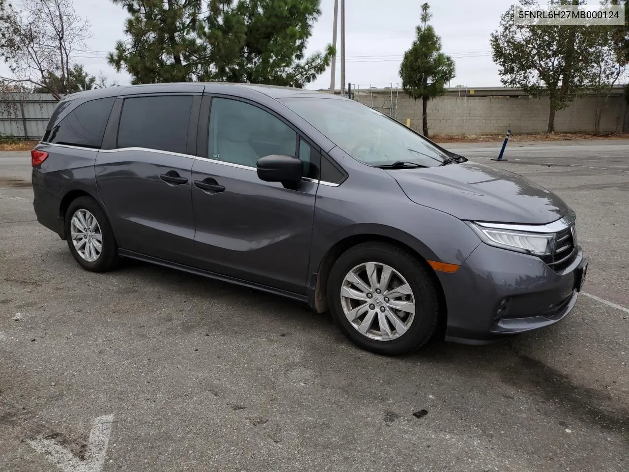 2021 Honda Odyssey Lx VIN: 5FNRL6H27MB000124 Lot: 72339064