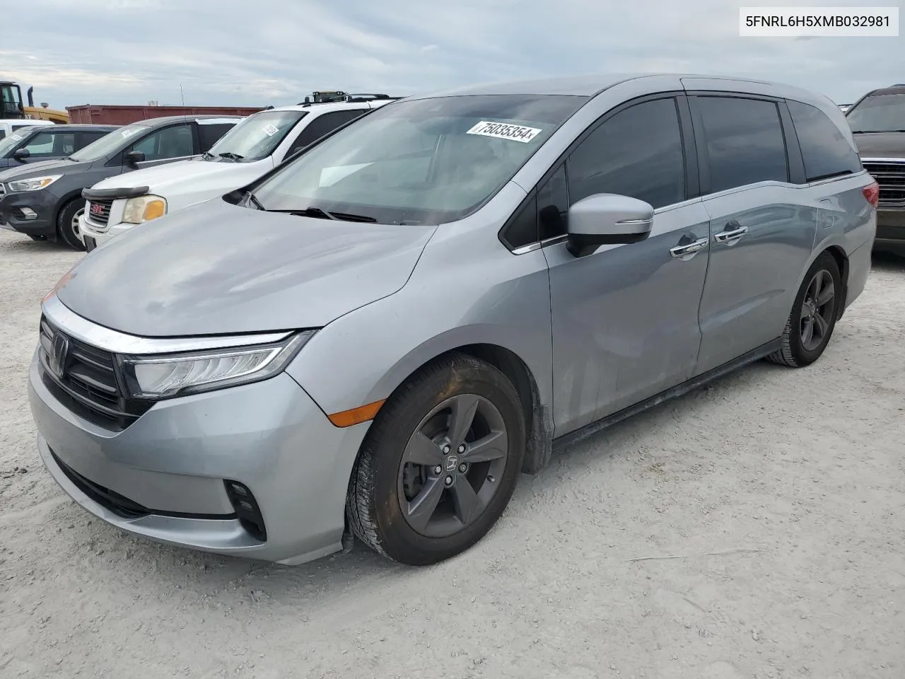 2021 Honda Odyssey Ex VIN: 5FNRL6H5XMB032981 Lot: 75035354