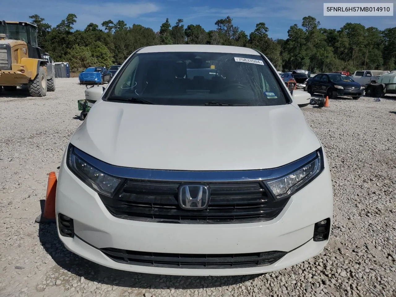 2021 Honda Odyssey Ex VIN: 5FNRL6H57MB014910 Lot: 75833504