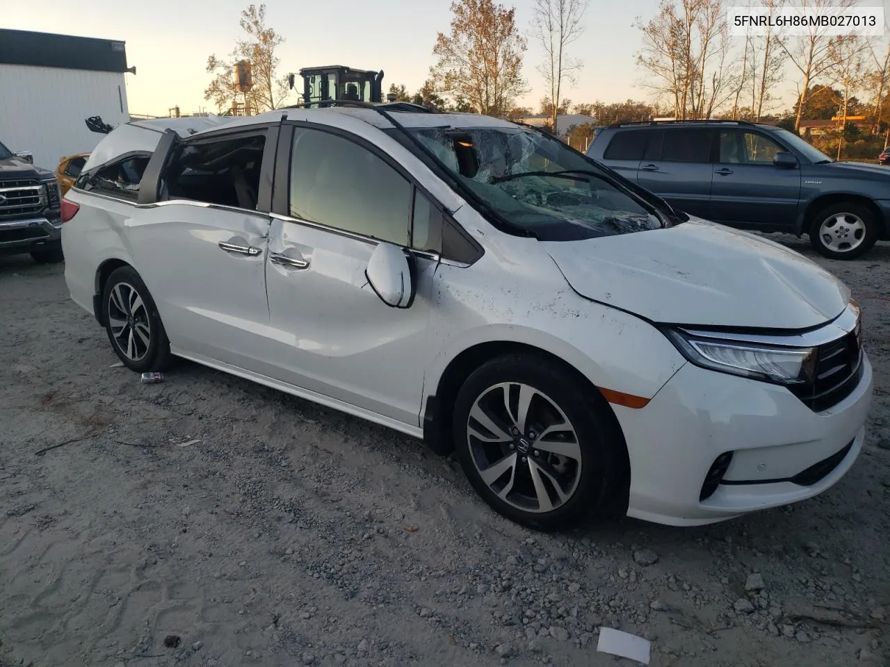 2021 Honda Odyssey Touring VIN: 5FNRL6H86MB027013 Lot: 76536824