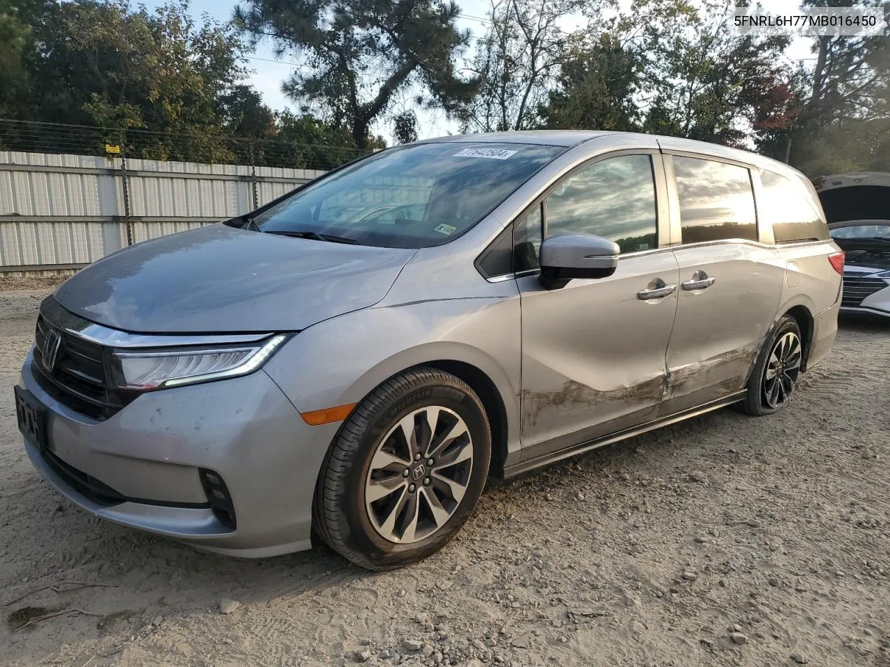 2021 Honda Odyssey Exl VIN: 5FNRL6H77MB016450 Lot: 77642504