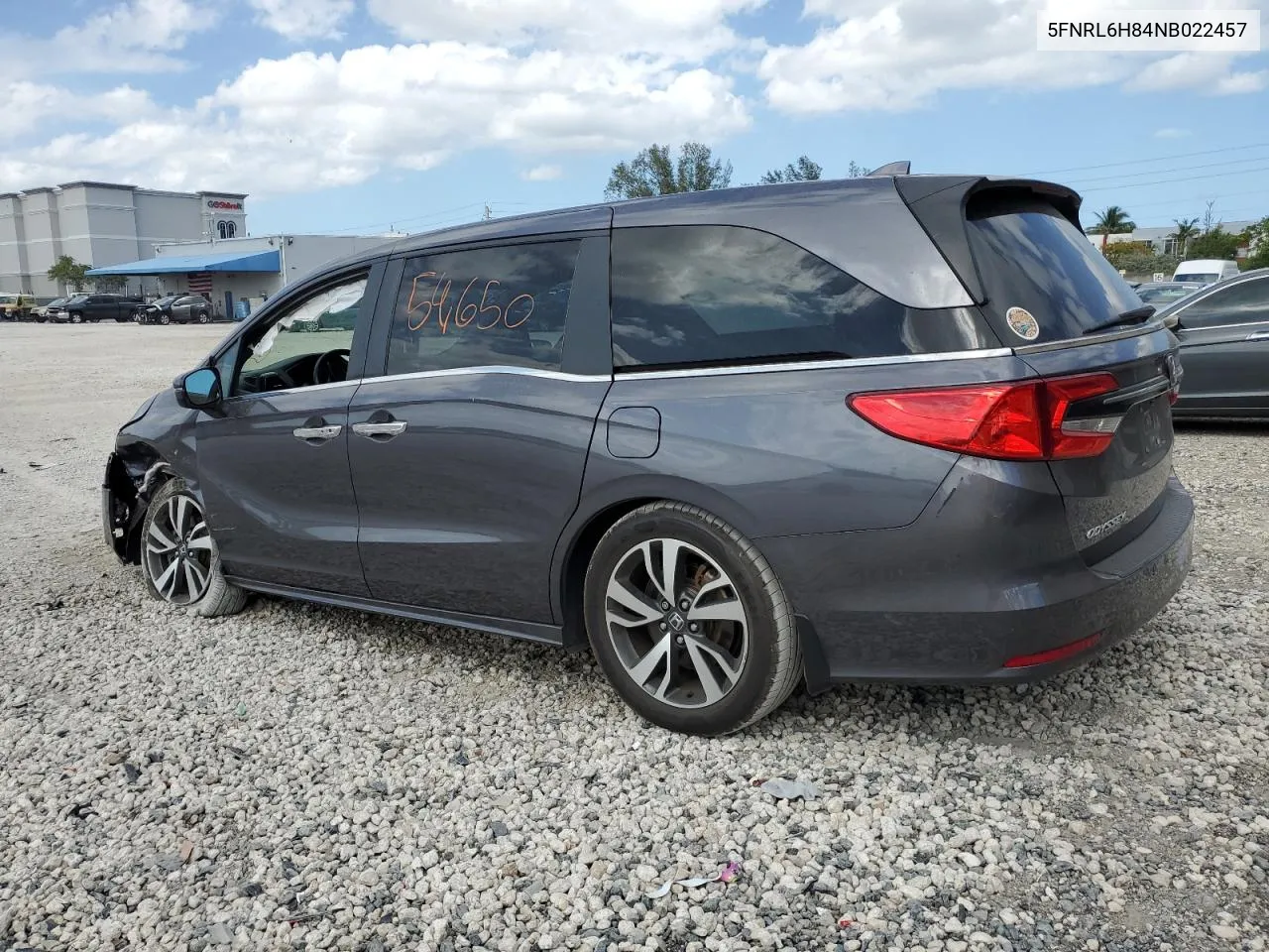 2022 Honda Odyssey Touring VIN: 5FNRL6H84NB022457 Lot: 52068354