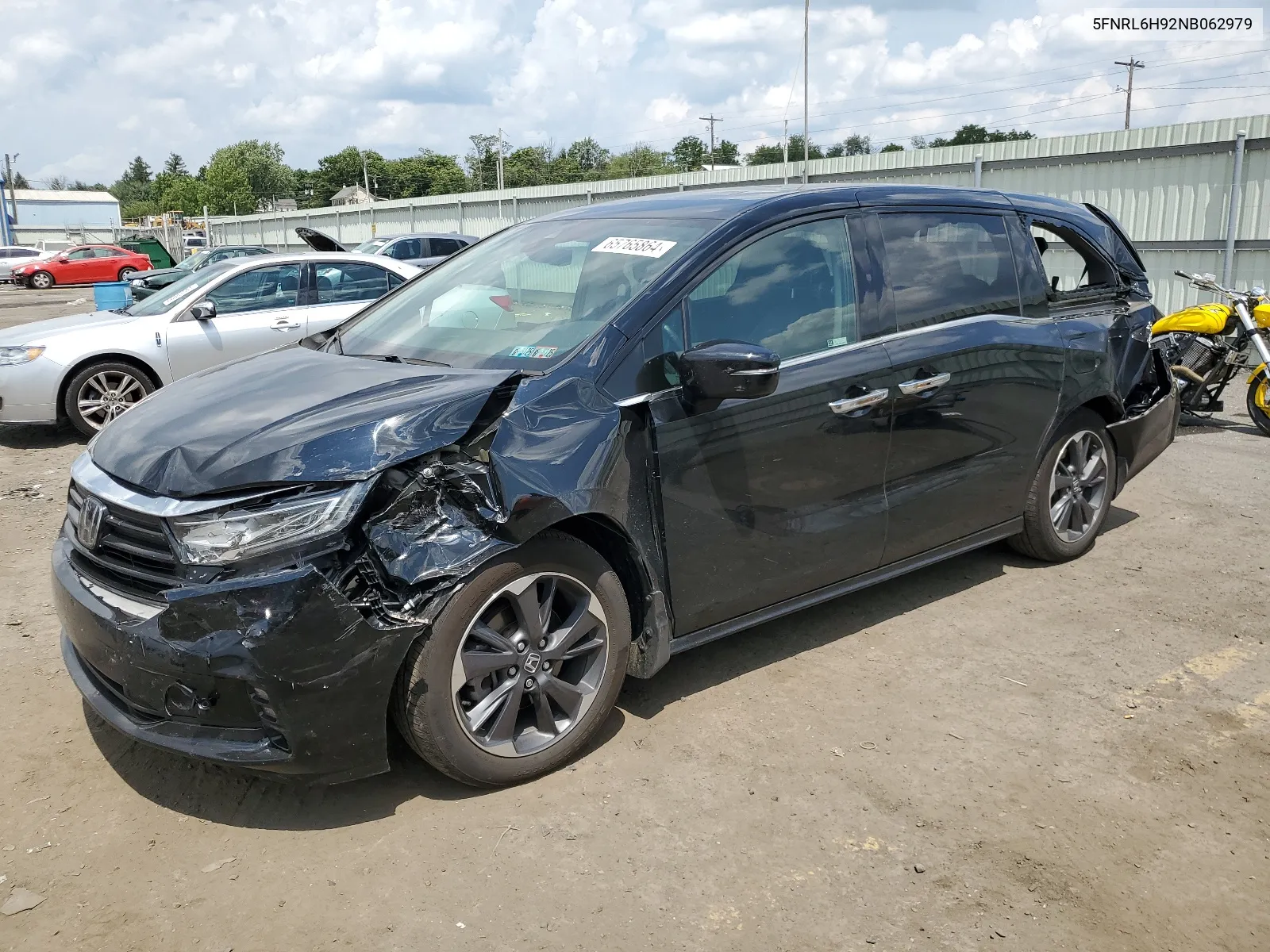 2022 Honda Odyssey Elite VIN: 5FNRL6H92NB062979 Lot: 65765864