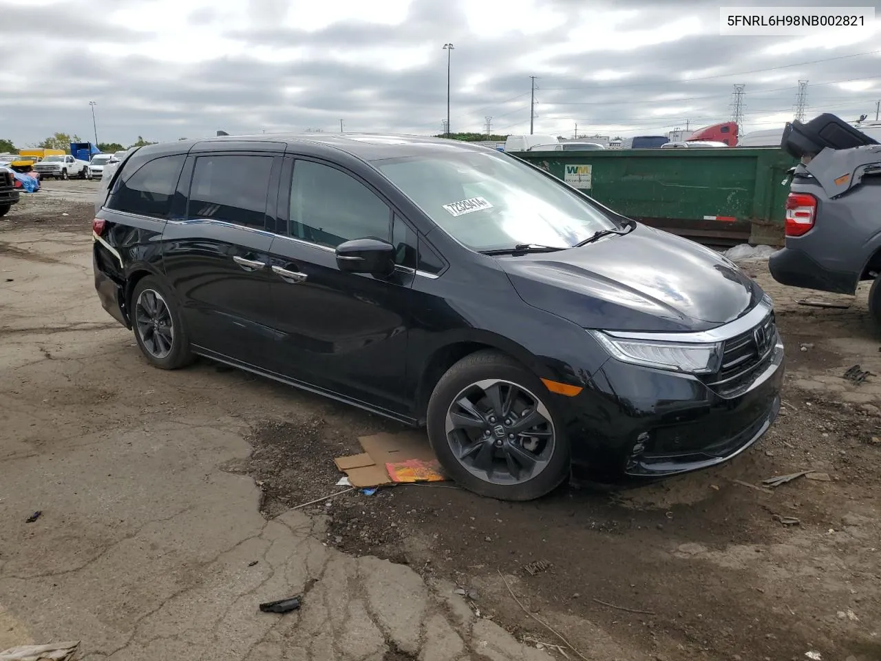 2022 Honda Odyssey Elite VIN: 5FNRL6H98NB002821 Lot: 72329414