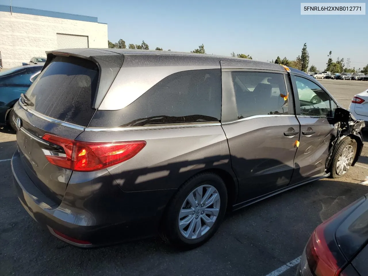 2022 Honda Odyssey Lx VIN: 5FNRL6H2XNB012771 Lot: 72822454