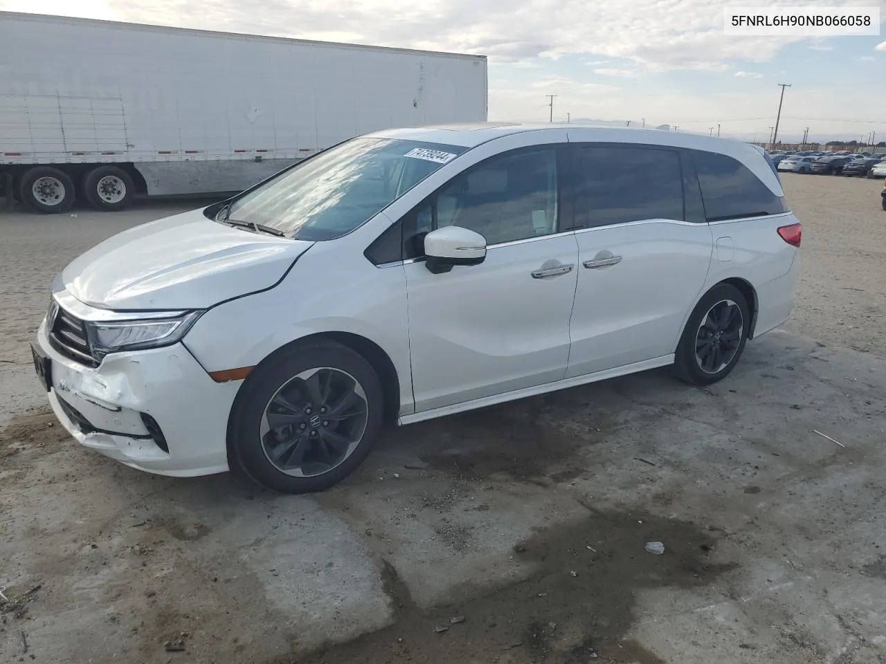 2022 Honda Odyssey Elite VIN: 5FNRL6H90NB066058 Lot: 74739244