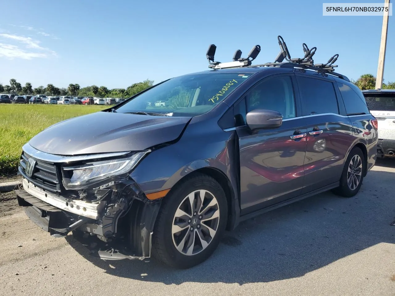 2022 Honda Odyssey Exl VIN: 5FNRL6H70NB032975 Lot: 75408084