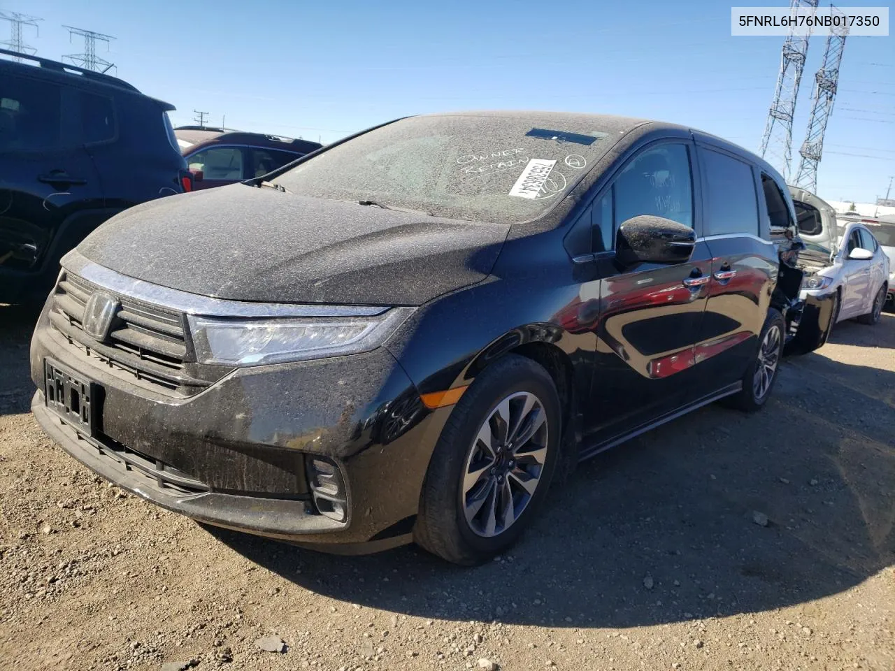 2022 Honda Odyssey Exl VIN: 5FNRL6H76NB017350 Lot: 75538634