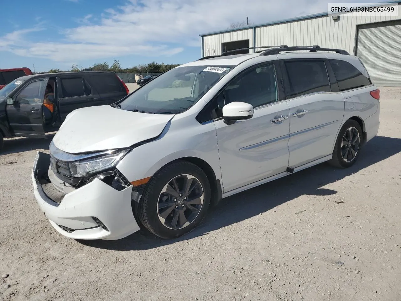 2022 Honda Odyssey Elite VIN: 5FNRL6H93NB065499 Lot: 75694564