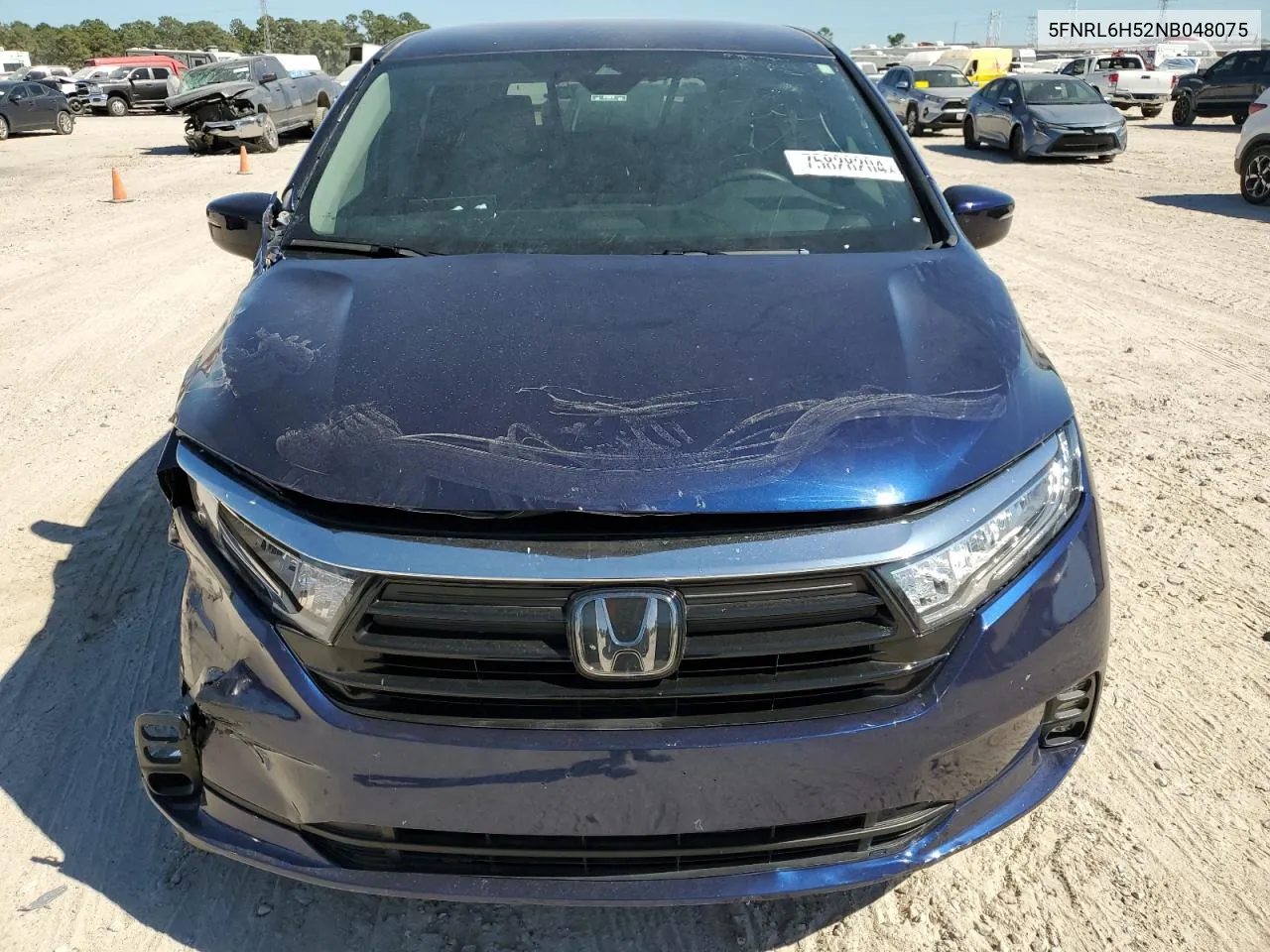 2022 Honda Odyssey Ex VIN: 5FNRL6H52NB048075 Lot: 75828204