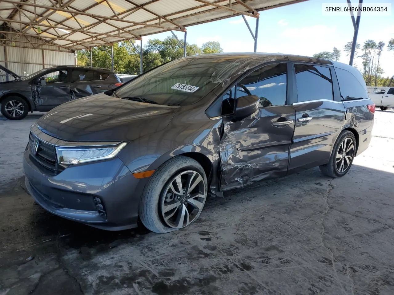 2022 Honda Odyssey Touring VIN: 5FNRL6H86NB064354 Lot: 76155744