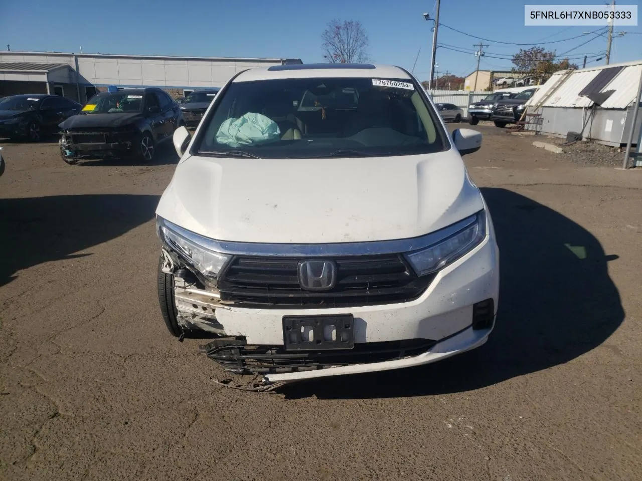 2022 Honda Odyssey Exl VIN: 5FNRL6H7XNB053333 Lot: 76760294