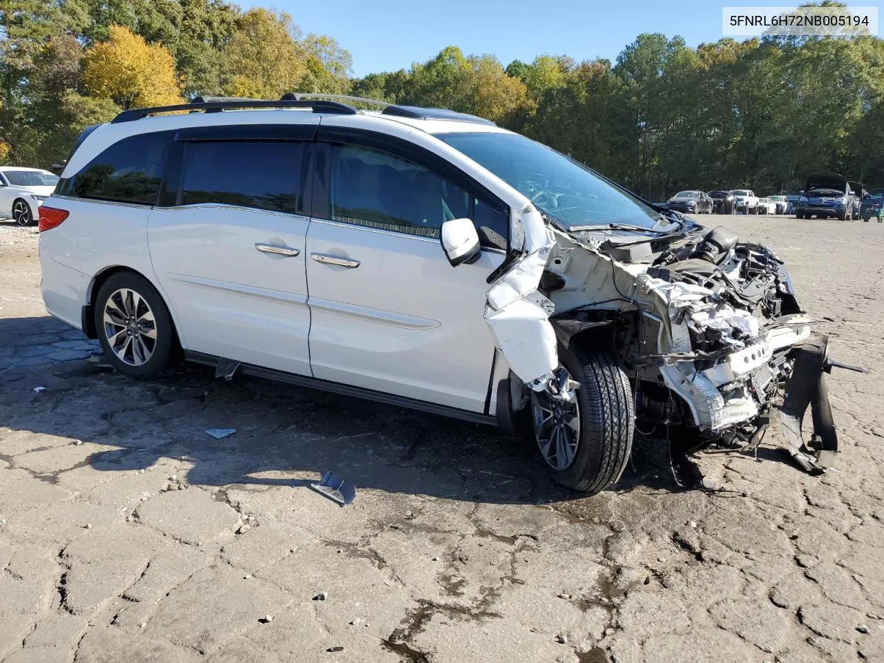 2022 Honda Odyssey Exl VIN: 5FNRL6H72NB005194 Lot: 77092184