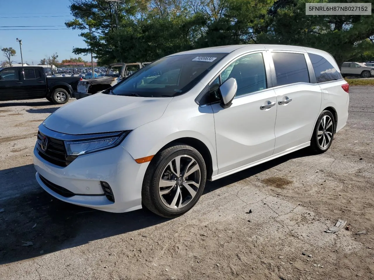 2022 Honda Odyssey Touring VIN: 5FNRL6H87NB027152 Lot: 77458584