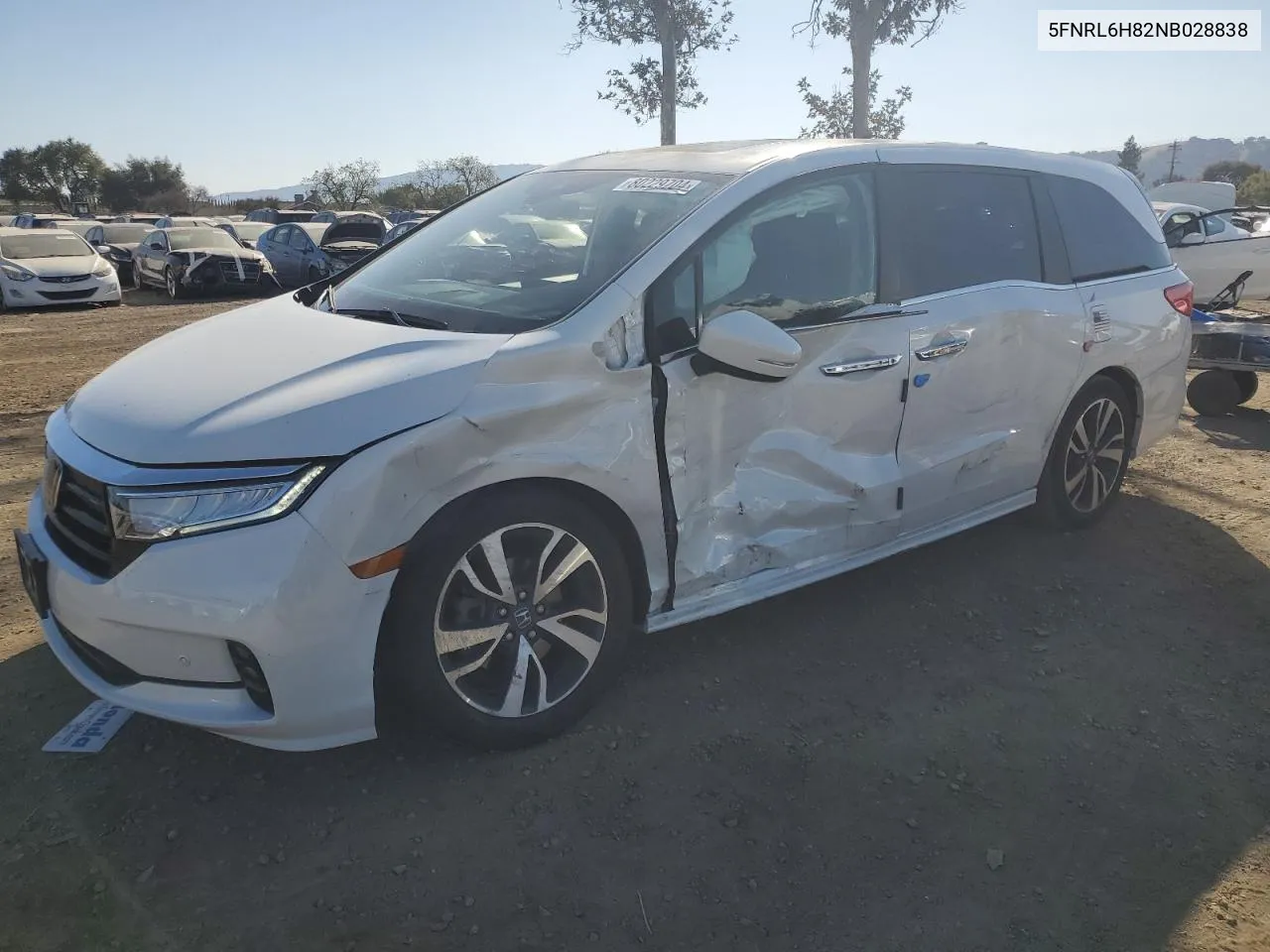 2022 Honda Odyssey Touring VIN: 5FNRL6H82NB028838 Lot: 80229704