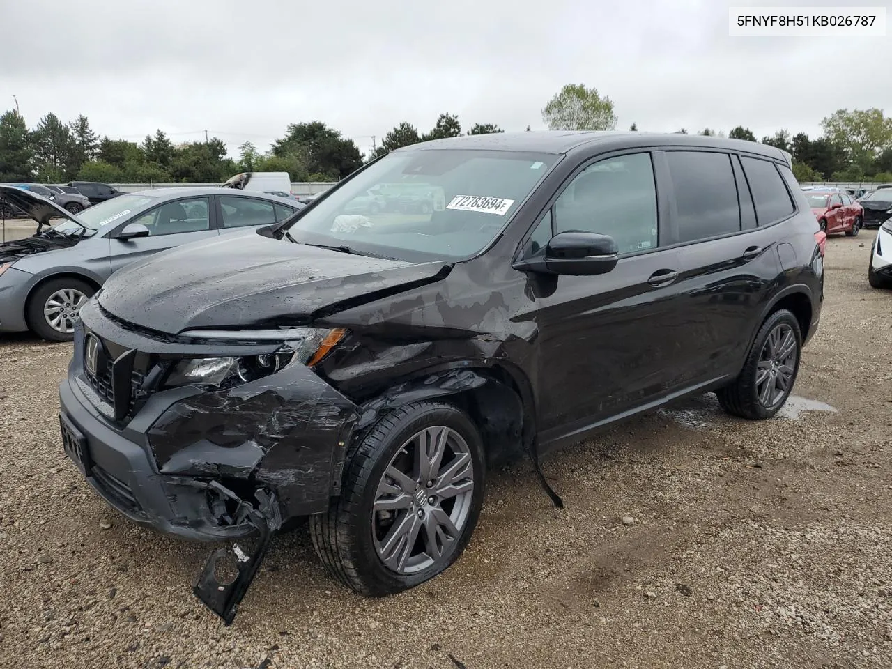 2019 Honda Passport Exl VIN: 5FNYF8H51KB026787 Lot: 72783694