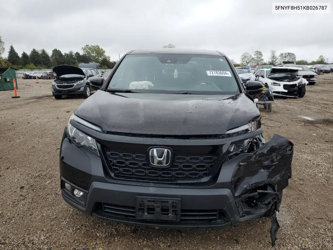 2019 Honda Passport Exl VIN: 5FNYF8H51KB026787 Lot: 72783694