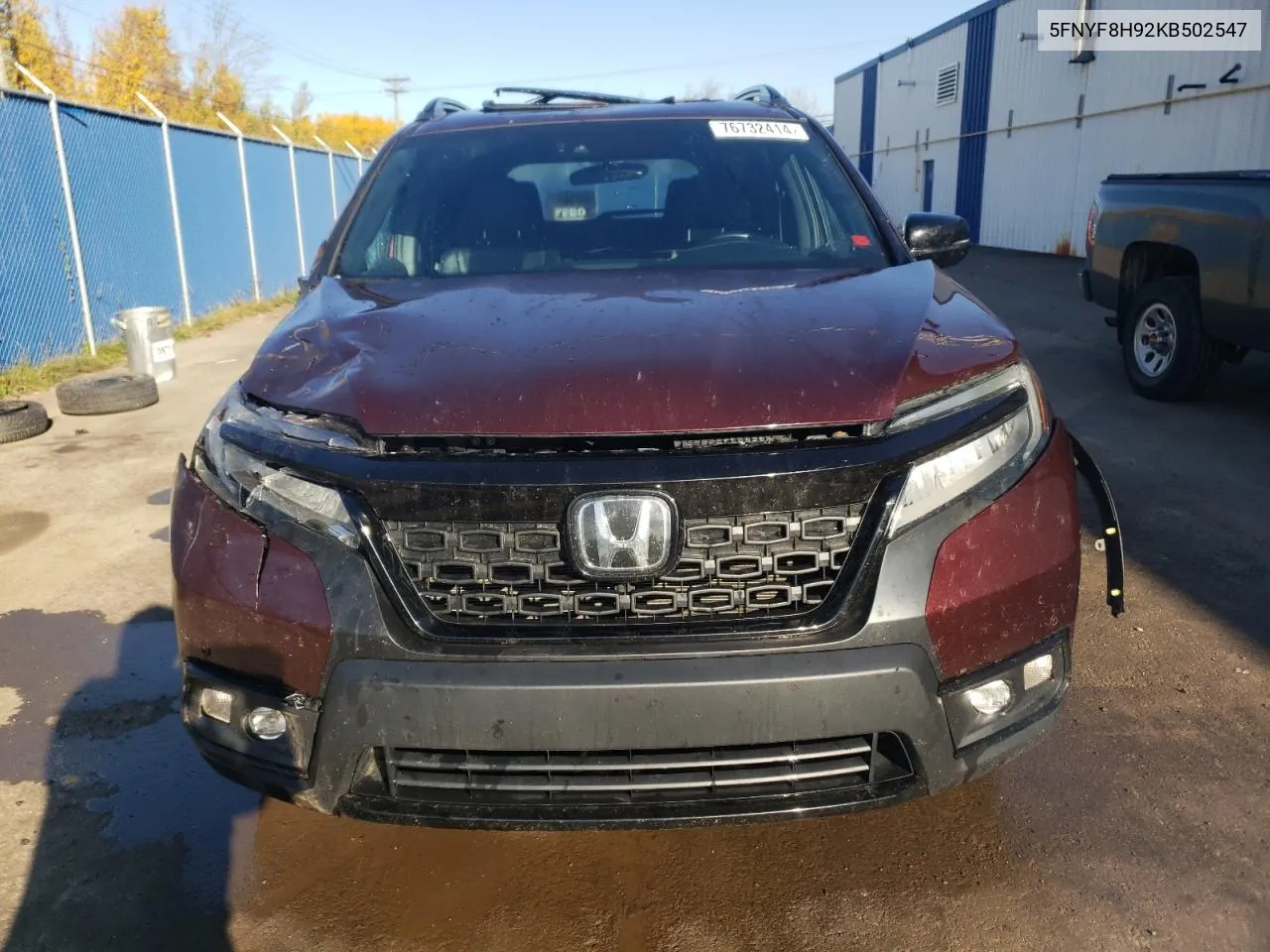 2019 Honda Passport Touring VIN: 5FNYF8H92KB502547 Lot: 76732414