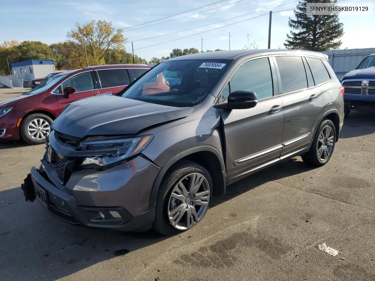 2019 Honda Passport Exl VIN: 5FNYF8H55KB019129 Lot: 76809584