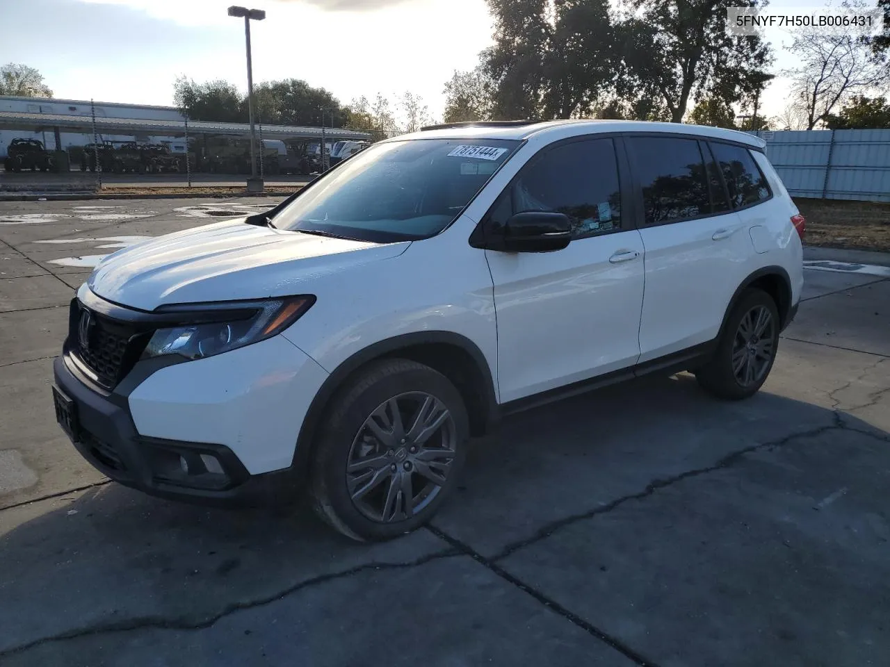 2020 Honda Passport Exl VIN: 5FNYF7H50LB006431 Lot: 78751444