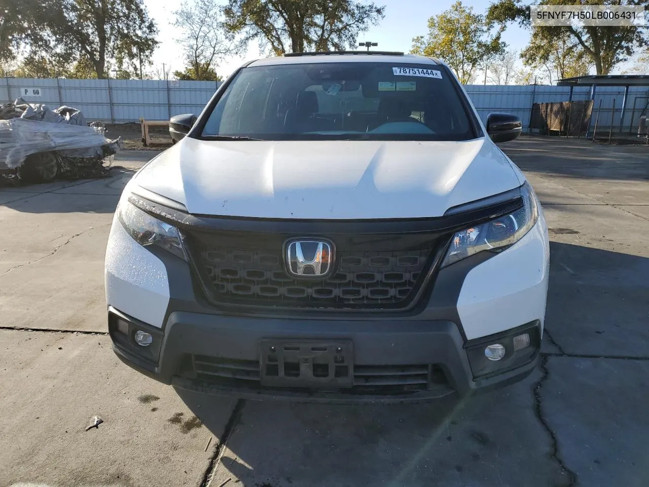 2020 Honda Passport Exl VIN: 5FNYF7H50LB006431 Lot: 78751444