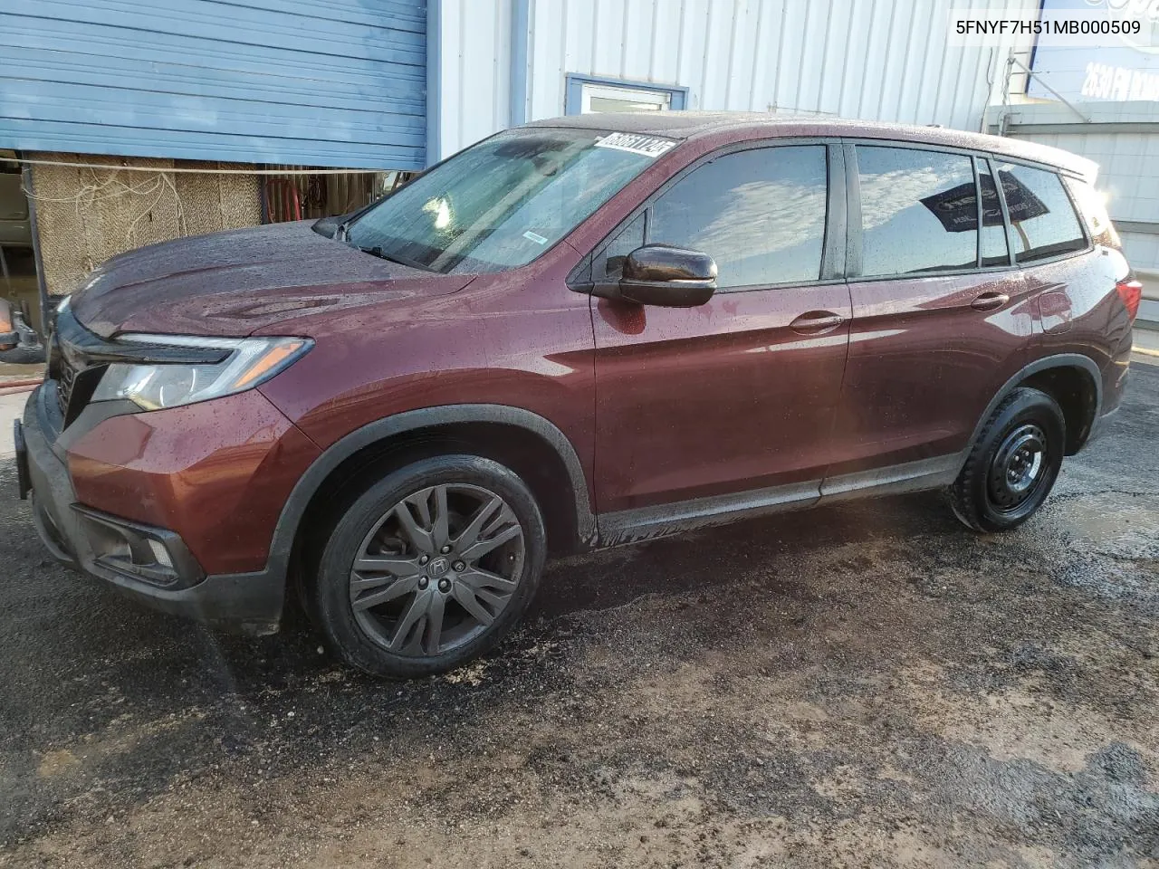 2021 Honda Passport Exl VIN: 5FNYF7H51MB000509 Lot: 68661124