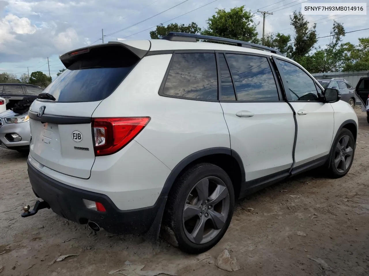 2021 Honda Passport Touring VIN: 5FNYF7H93MB014916 Lot: 75050454