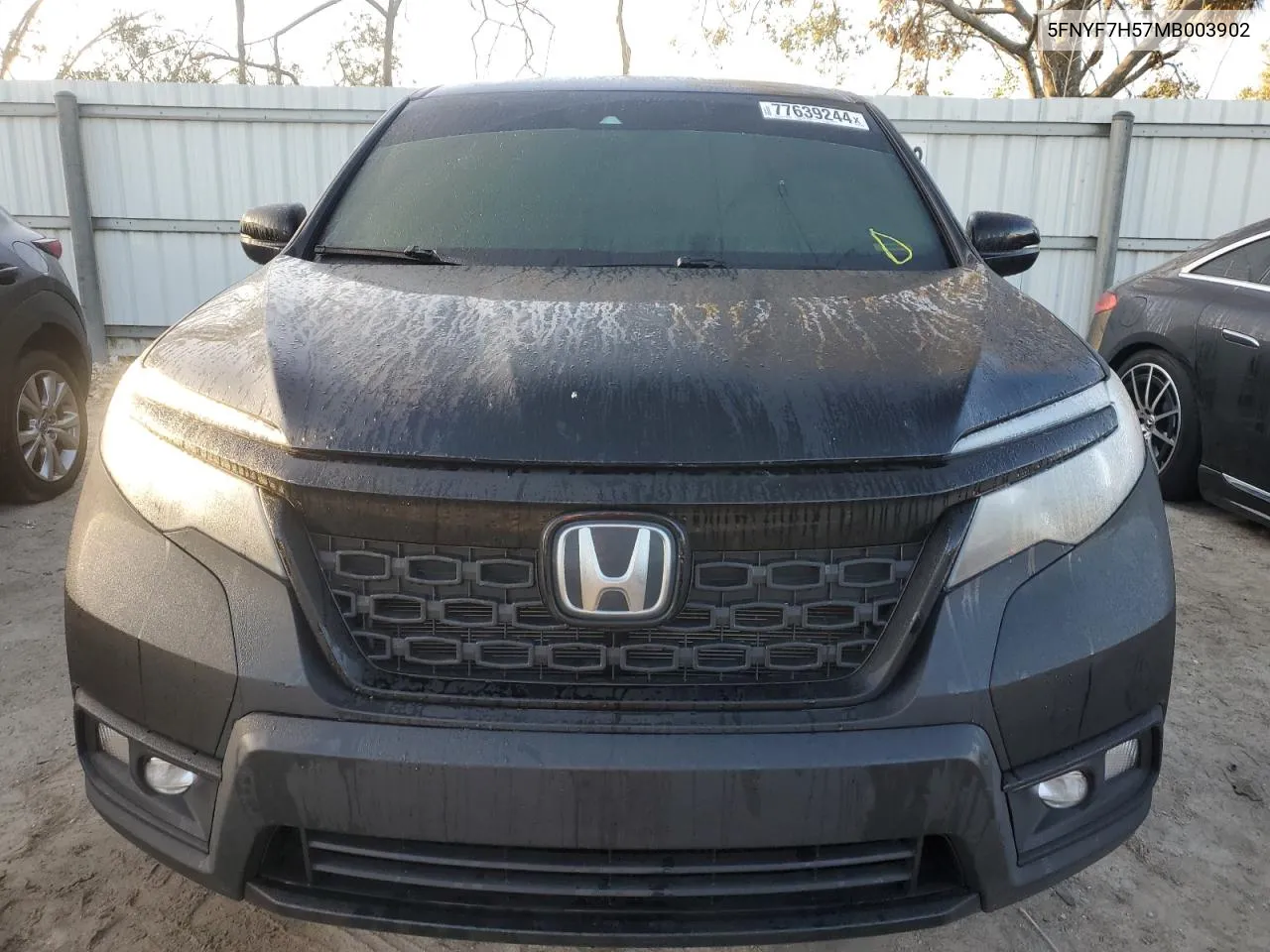 2021 Honda Passport Exl VIN: 5FNYF7H57MB003902 Lot: 77639244