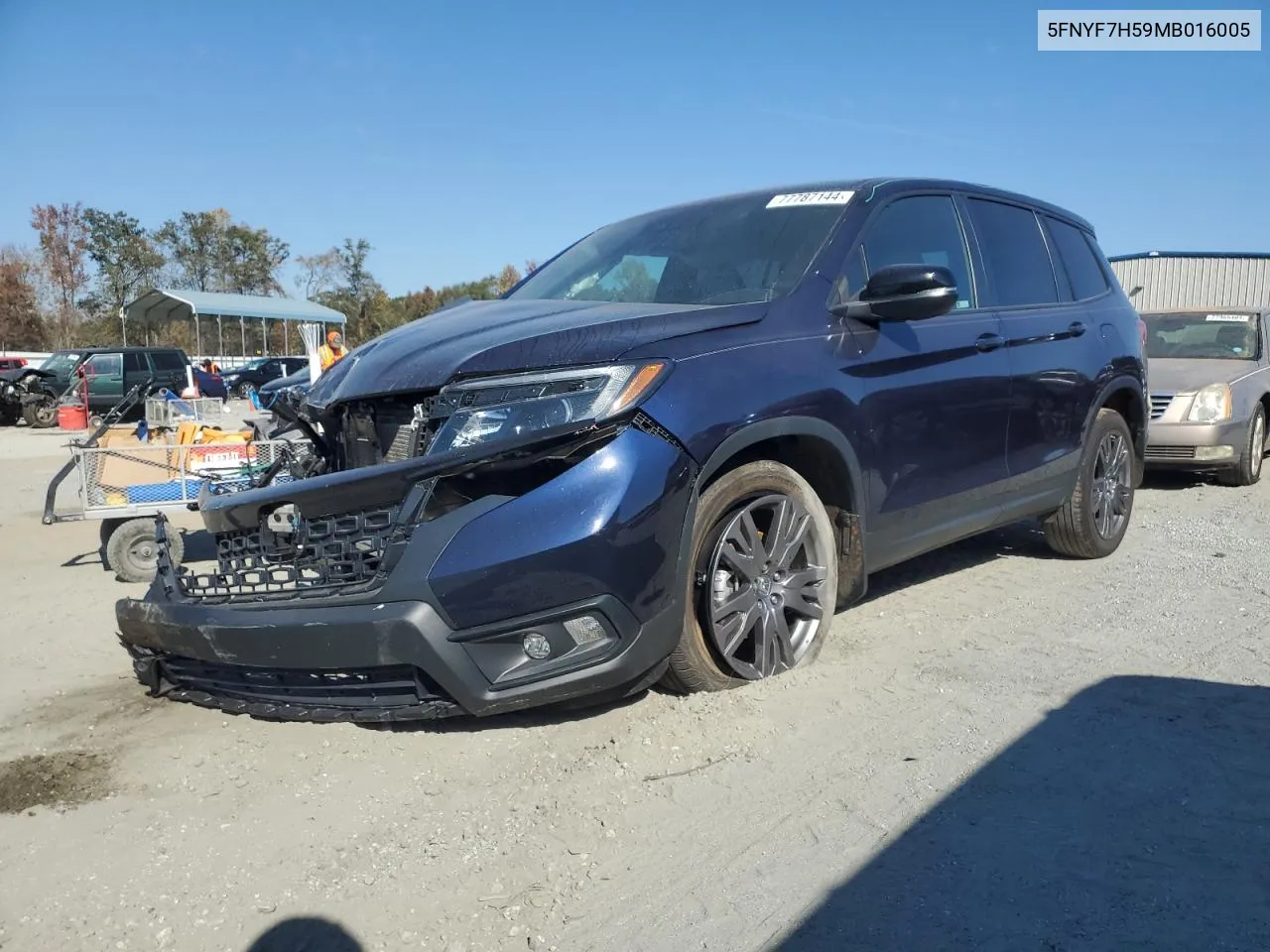 2021 Honda Passport Exl VIN: 5FNYF7H59MB016005 Lot: 77787144