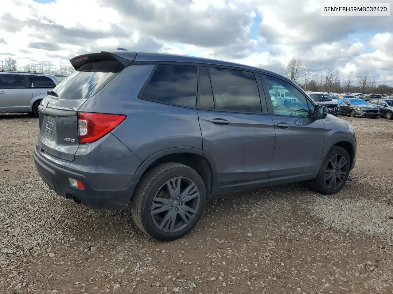 2021 Honda Passport Exl VIN: 5FNYF8H59MB032470 Lot: 78829054