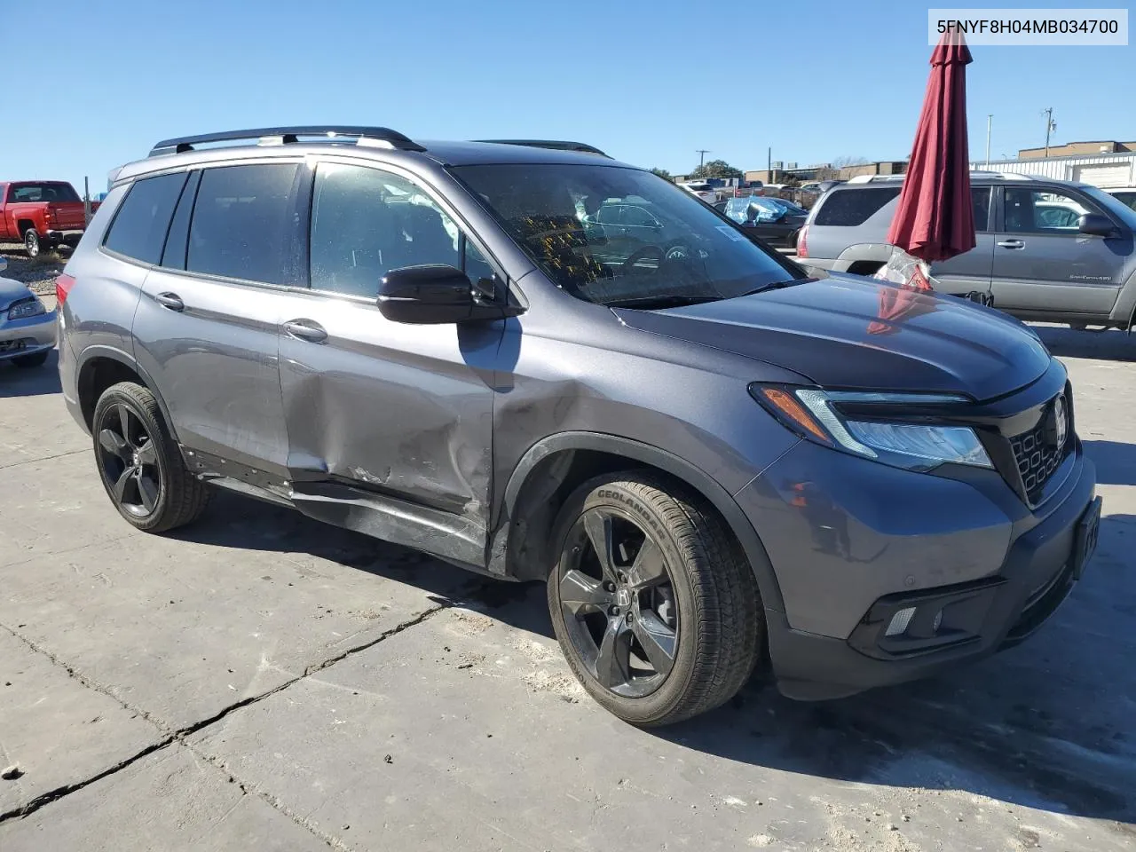 2021 Honda Passport Elite VIN: 5FNYF8H04MB034700 Lot: 80916854