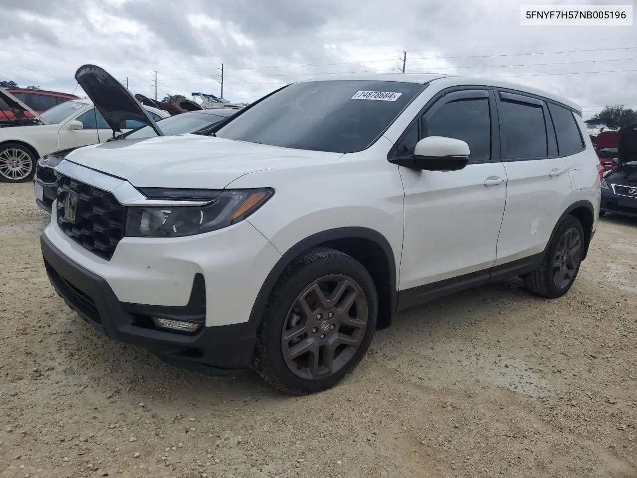 2022 Honda Passport Exl VIN: 5FNYF7H57NB005196 Lot: 74878684