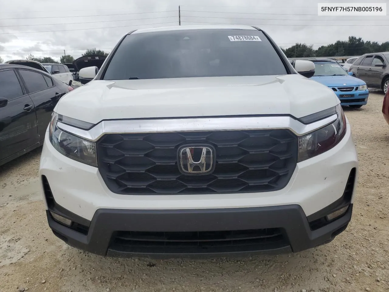 2022 Honda Passport Exl VIN: 5FNYF7H57NB005196 Lot: 74878684