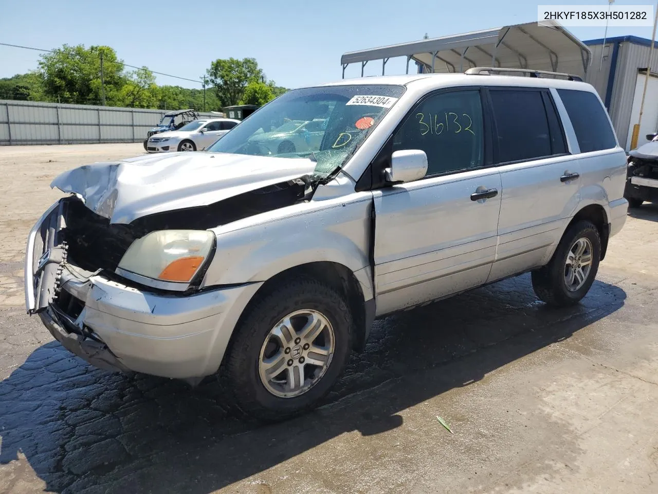 2003 Honda Pilot Exl VIN: 2HKYF185X3H501282 Lot: 52634304