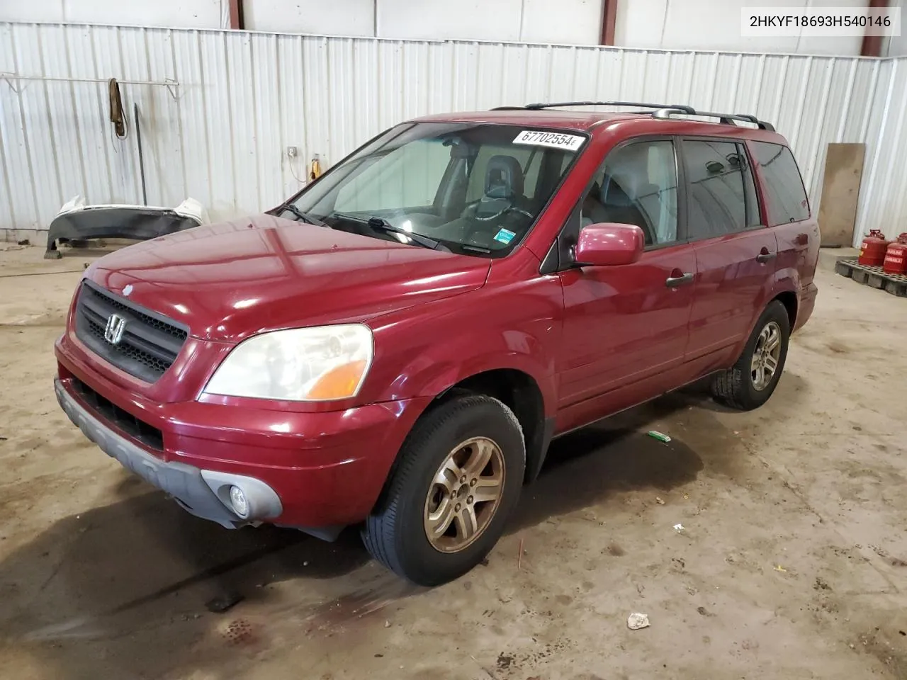 2003 Honda Pilot Exl VIN: 2HKYF18693H540146 Lot: 67702554