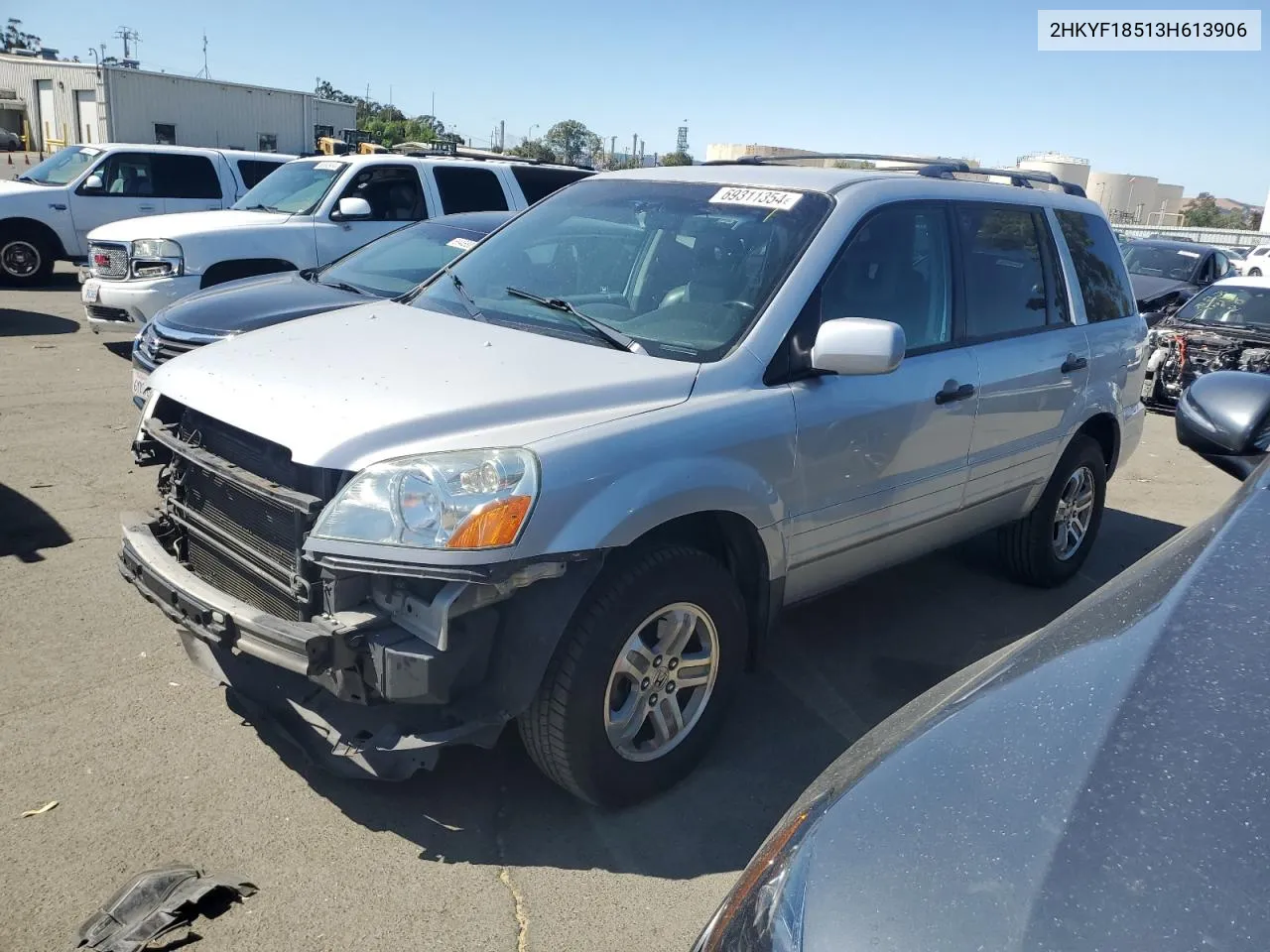 2003 Honda Pilot Exl VIN: 2HKYF18513H613906 Lot: 69311354