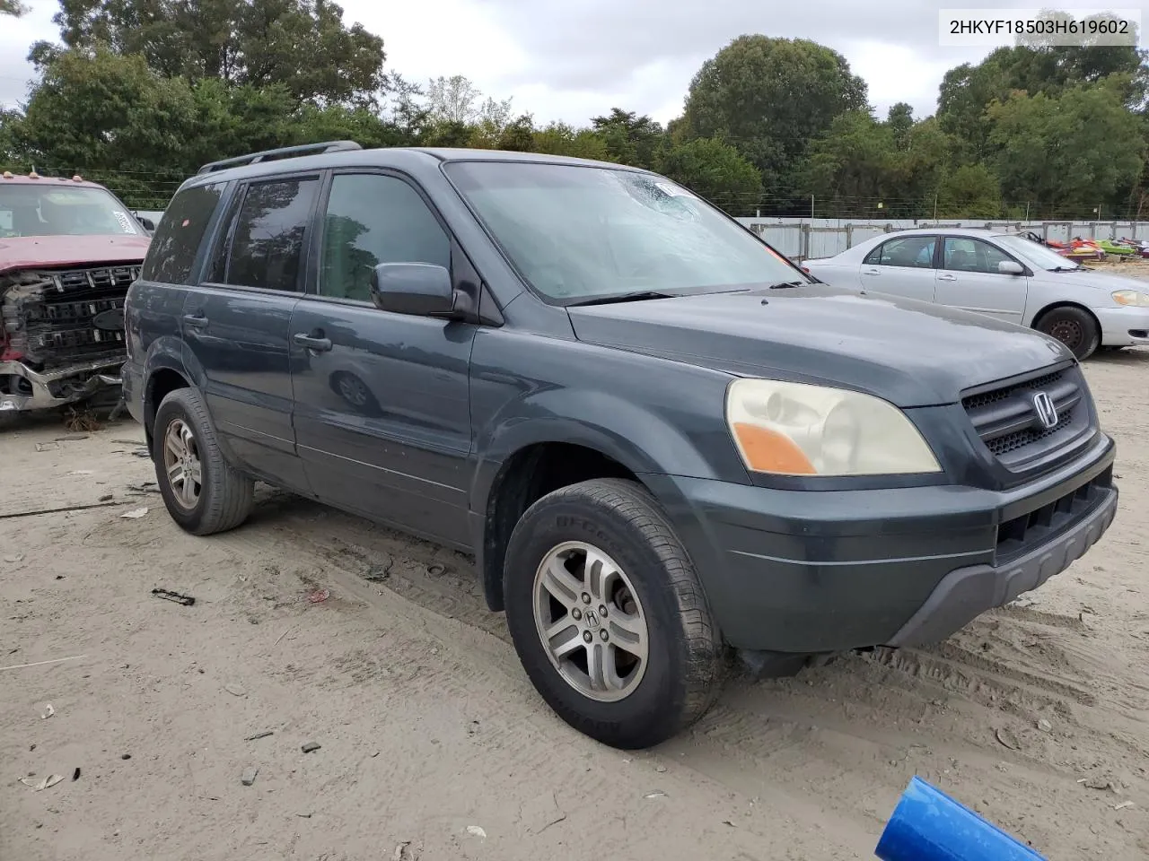 2003 Honda Pilot Exl VIN: 2HKYF18503H619602 Lot: 71309644