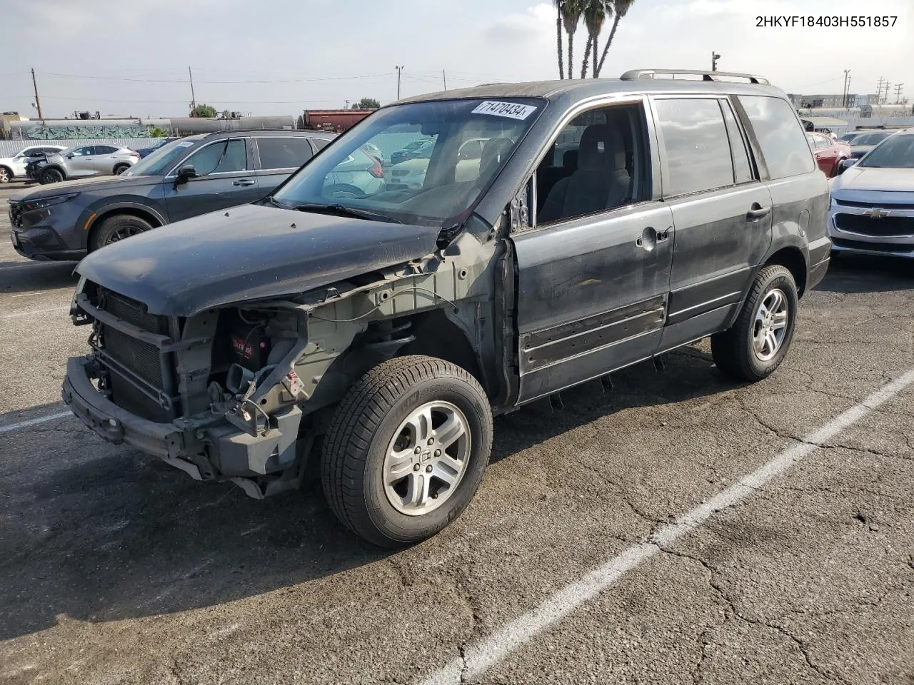 2003 Honda Pilot Ex VIN: 2HKYF18403H551857 Lot: 71470434