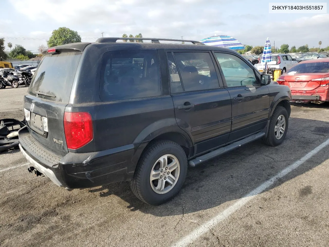 2003 Honda Pilot Ex VIN: 2HKYF18403H551857 Lot: 71470434