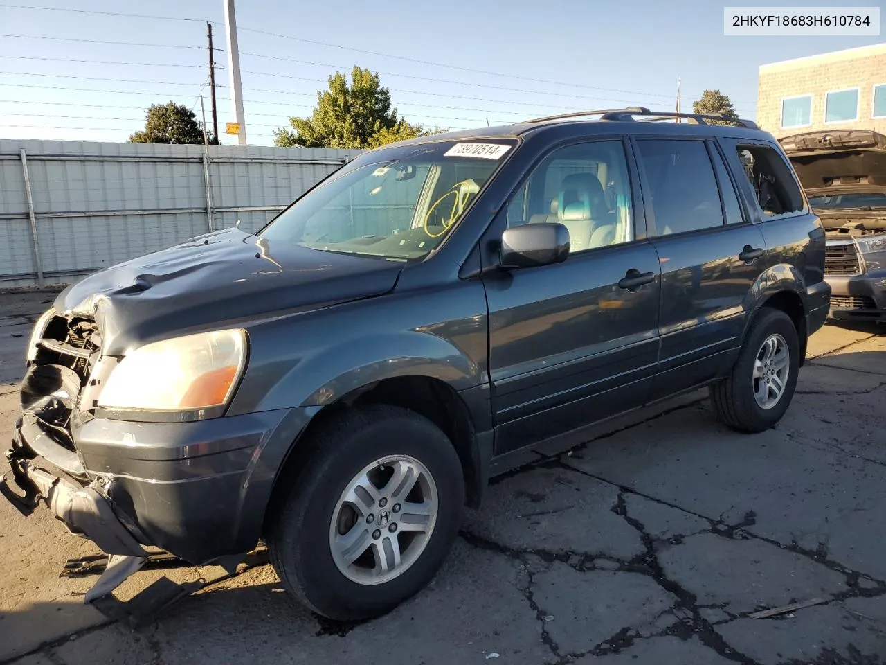 2003 Honda Pilot Exl VIN: 2HKYF18683H610784 Lot: 73970514