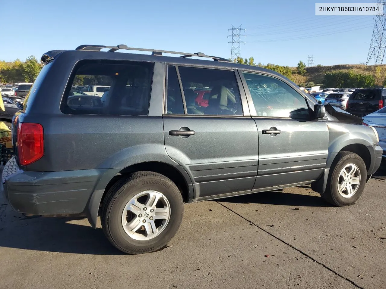 2003 Honda Pilot Exl VIN: 2HKYF18683H610784 Lot: 73970514