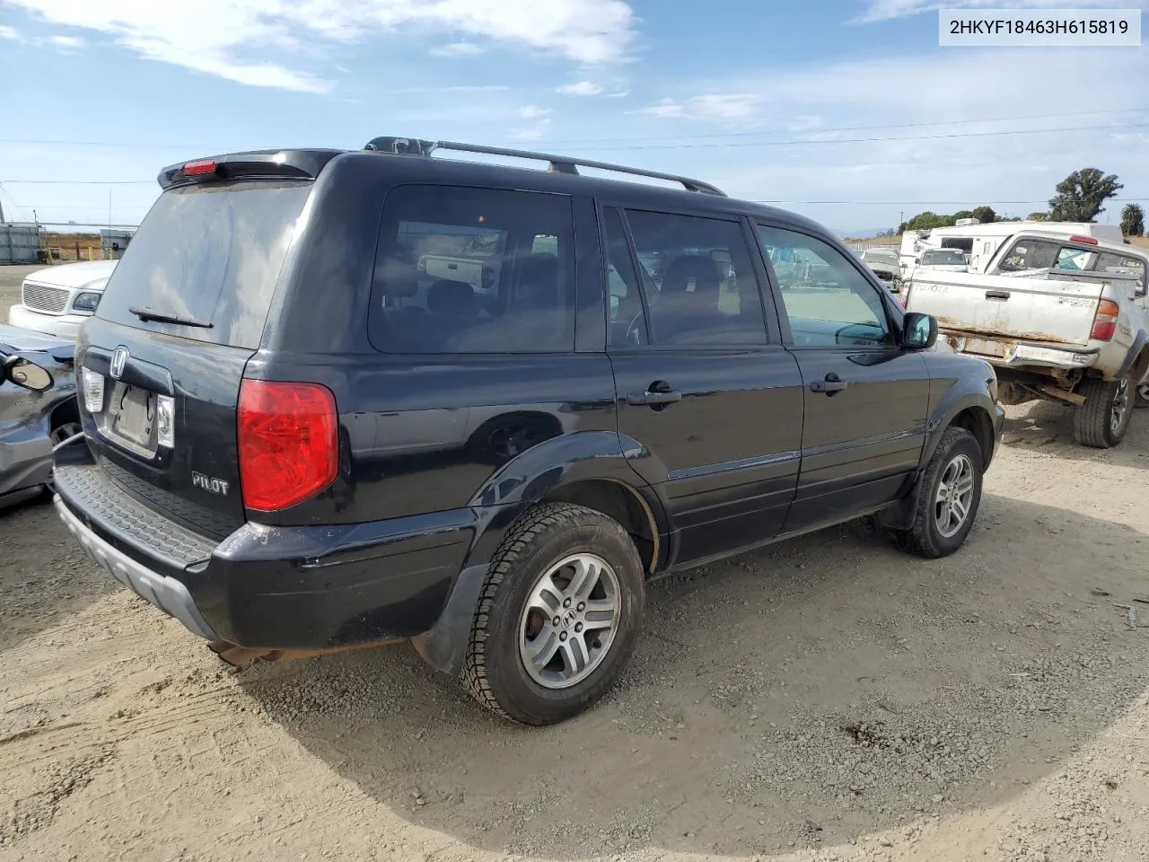 2003 Honda Pilot Ex VIN: 2HKYF18463H615819 Lot: 74698284