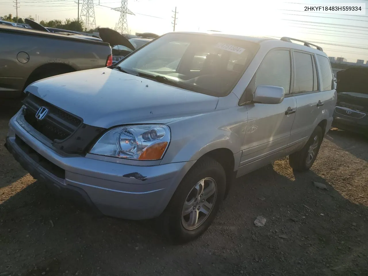 2003 Honda Pilot Ex VIN: 2HKYF18483H559334 Lot: 74751504