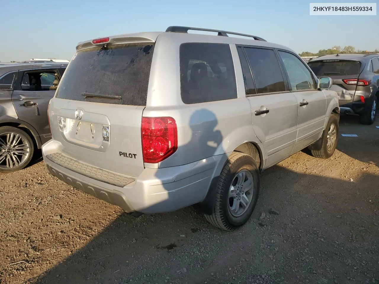 2003 Honda Pilot Ex VIN: 2HKYF18483H559334 Lot: 74751504