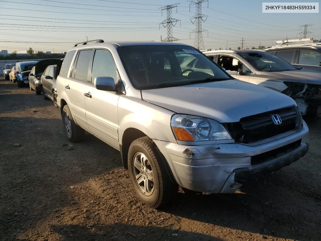 2003 Honda Pilot Ex VIN: 2HKYF18483H559334 Lot: 74751504