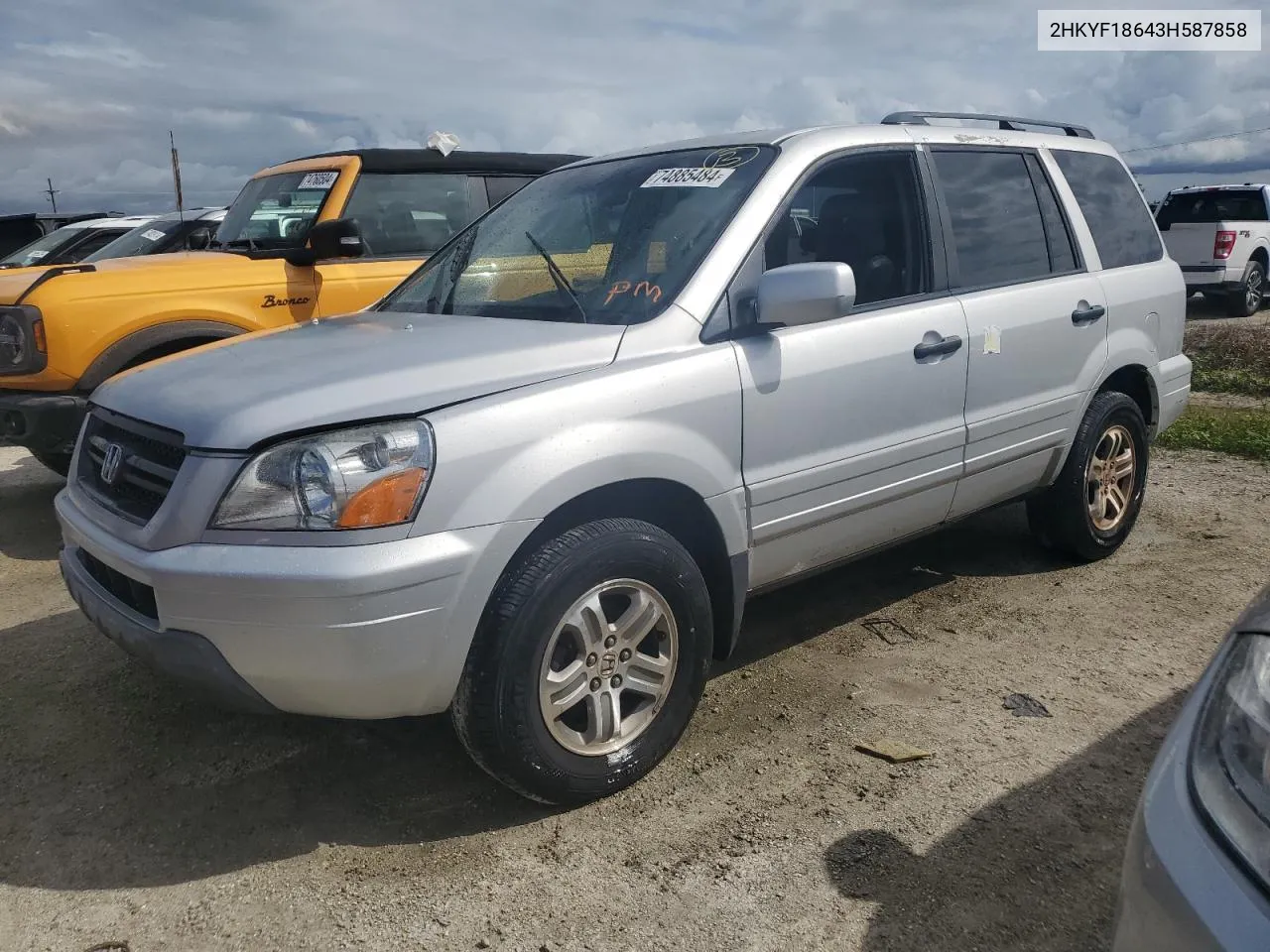 2003 Honda Pilot Exl VIN: 2HKYF18643H587858 Lot: 74885484