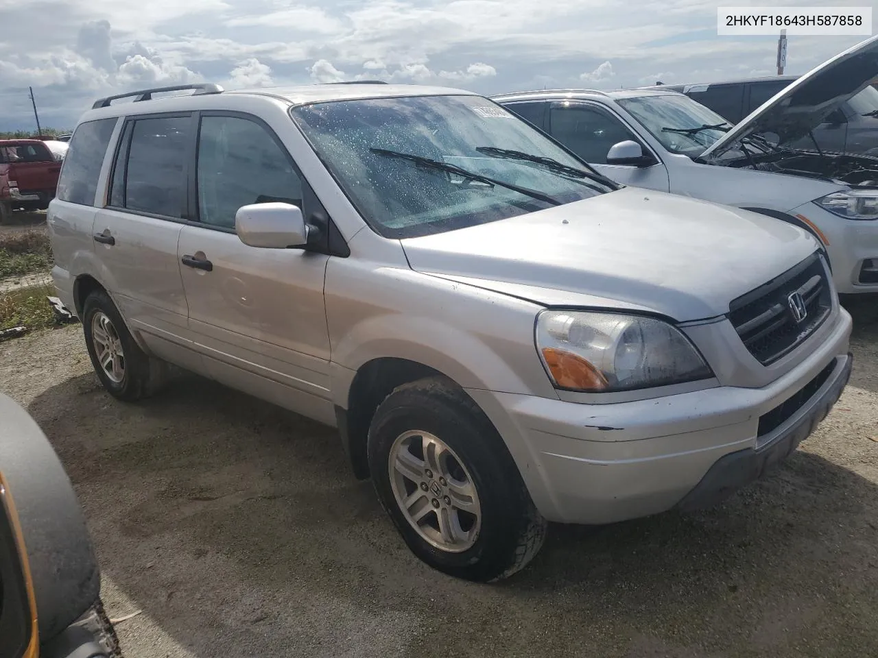 2003 Honda Pilot Exl VIN: 2HKYF18643H587858 Lot: 74885484